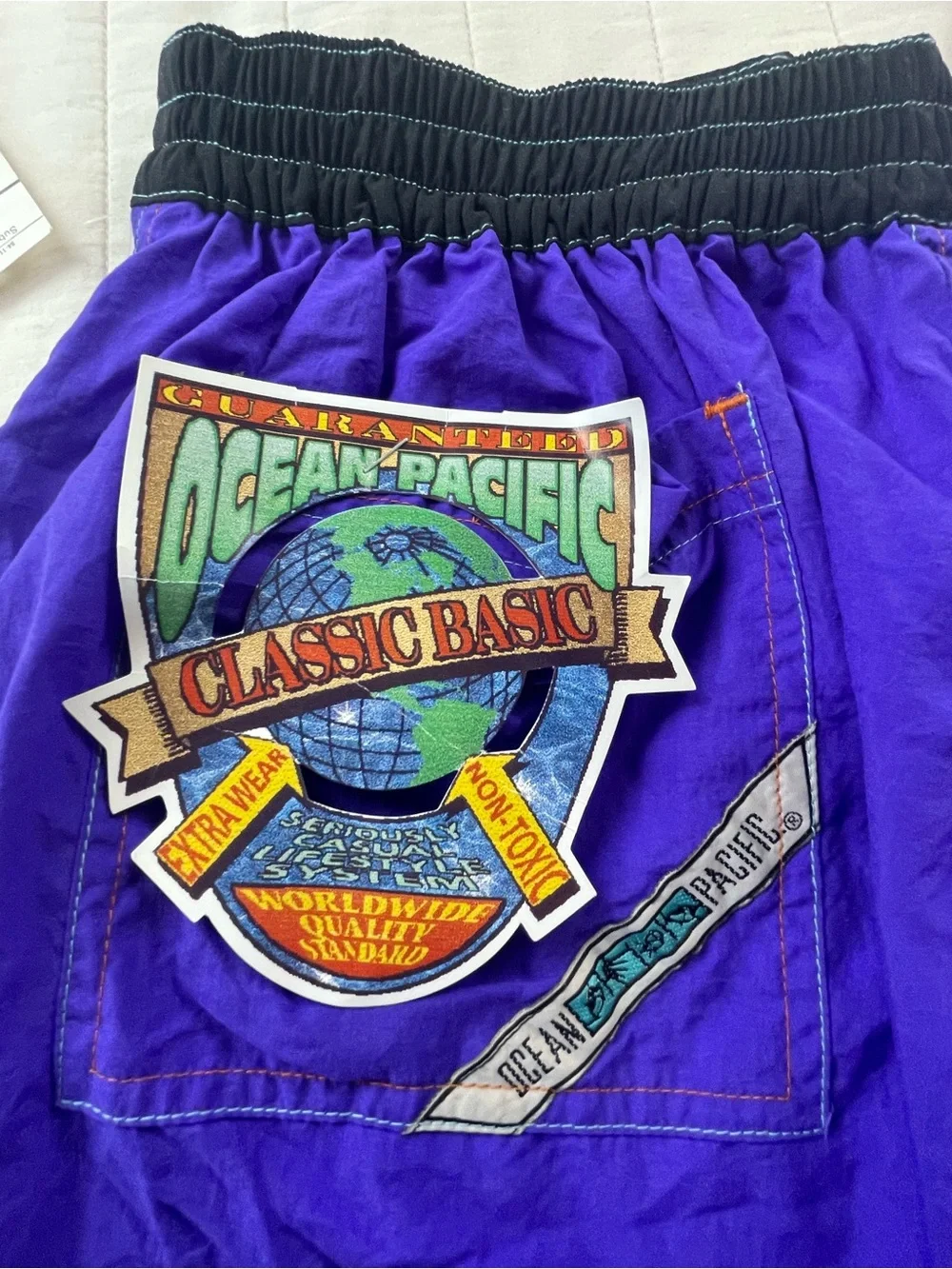 Vintage 90s Ocean Pacific OP Deadstock NWT Purple Swim Trunks Large
